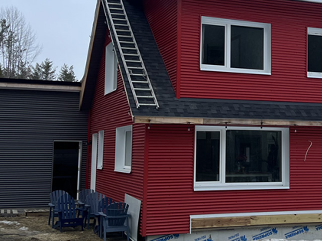 red vinyl siding